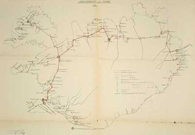 Lands�makort yfir �sland fr� 1915
