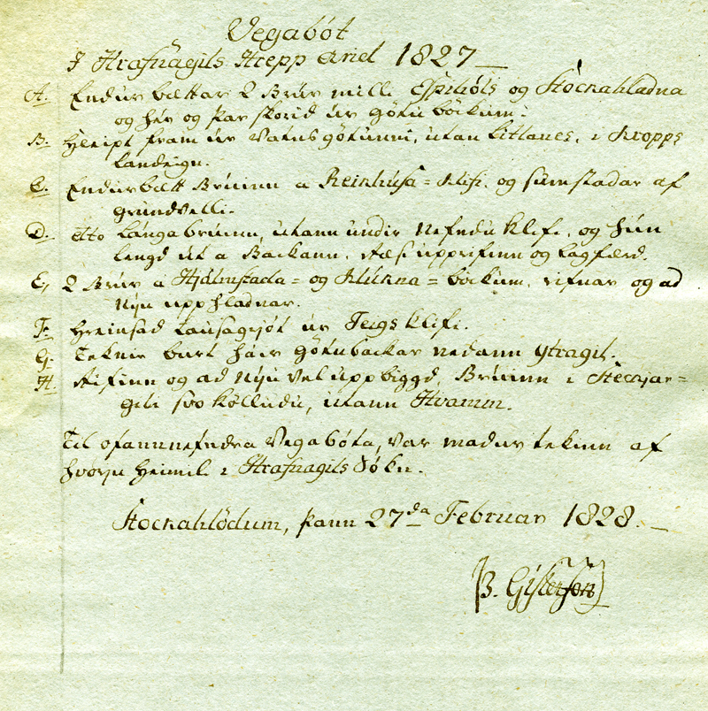 Sk�rsla um vegab�t � Hrafnagilshreppi �ri� 1827